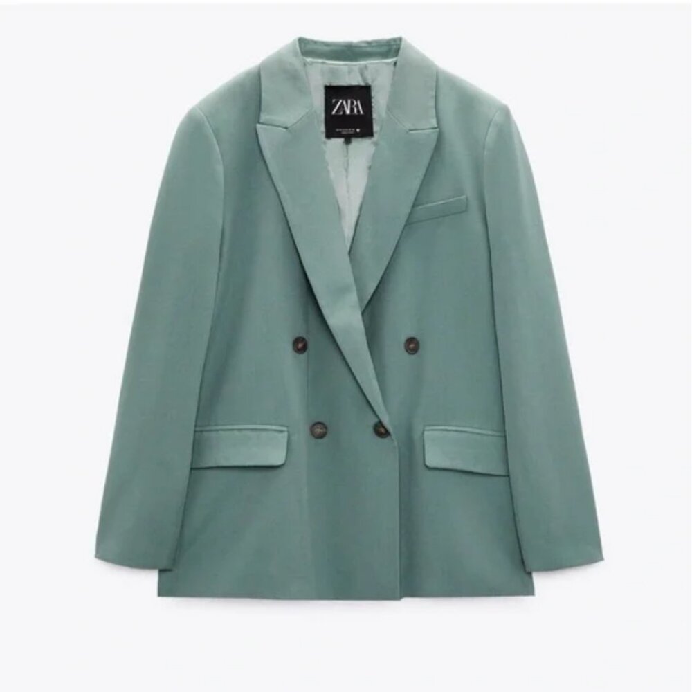 Zara Longline Straight Double Breasted Blazer